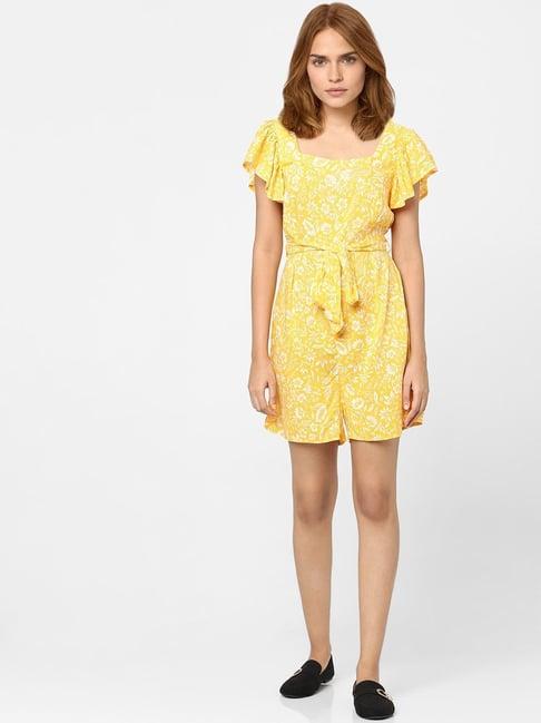 vero moda yellow floral print playsuit