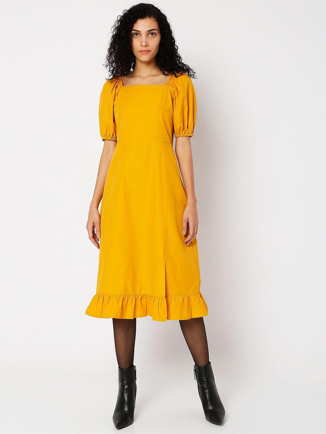 vero moda yellow midi dress