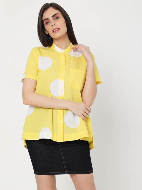 vero moda yellow polka dot shirt