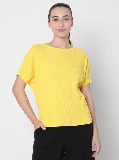 vero moda yellow regular fit t-shirt