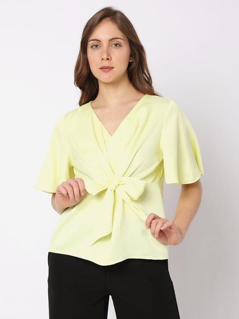 vero moda yellow regular fit tie top