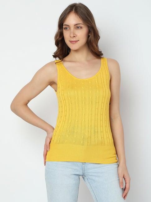 vero moda yellow self design top