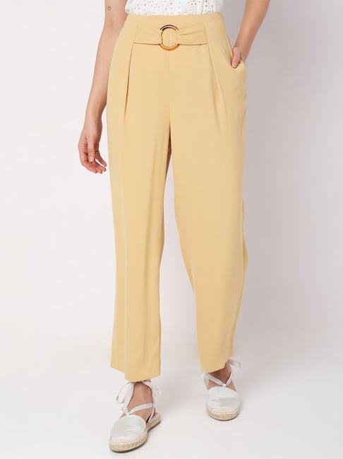 vero moda yellow straight fit high rise pants