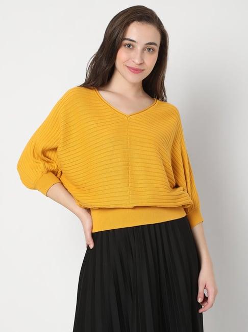 vero moda yellow striped pullover