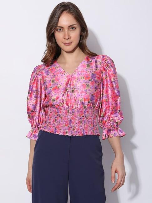 vero mode pink floral print top