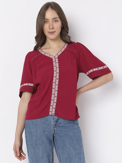 vero mode red regular fit top