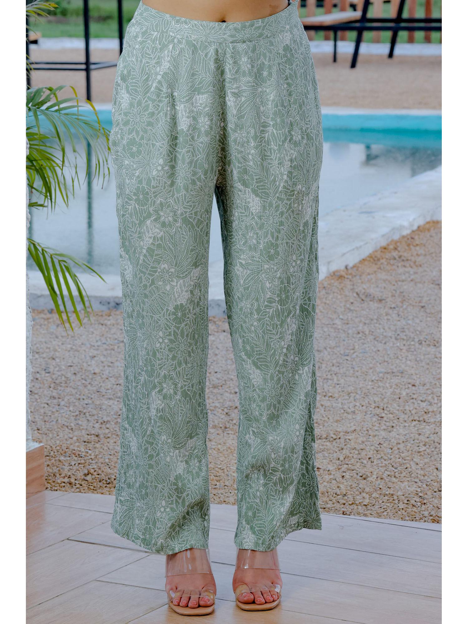 verona green floral printed pant