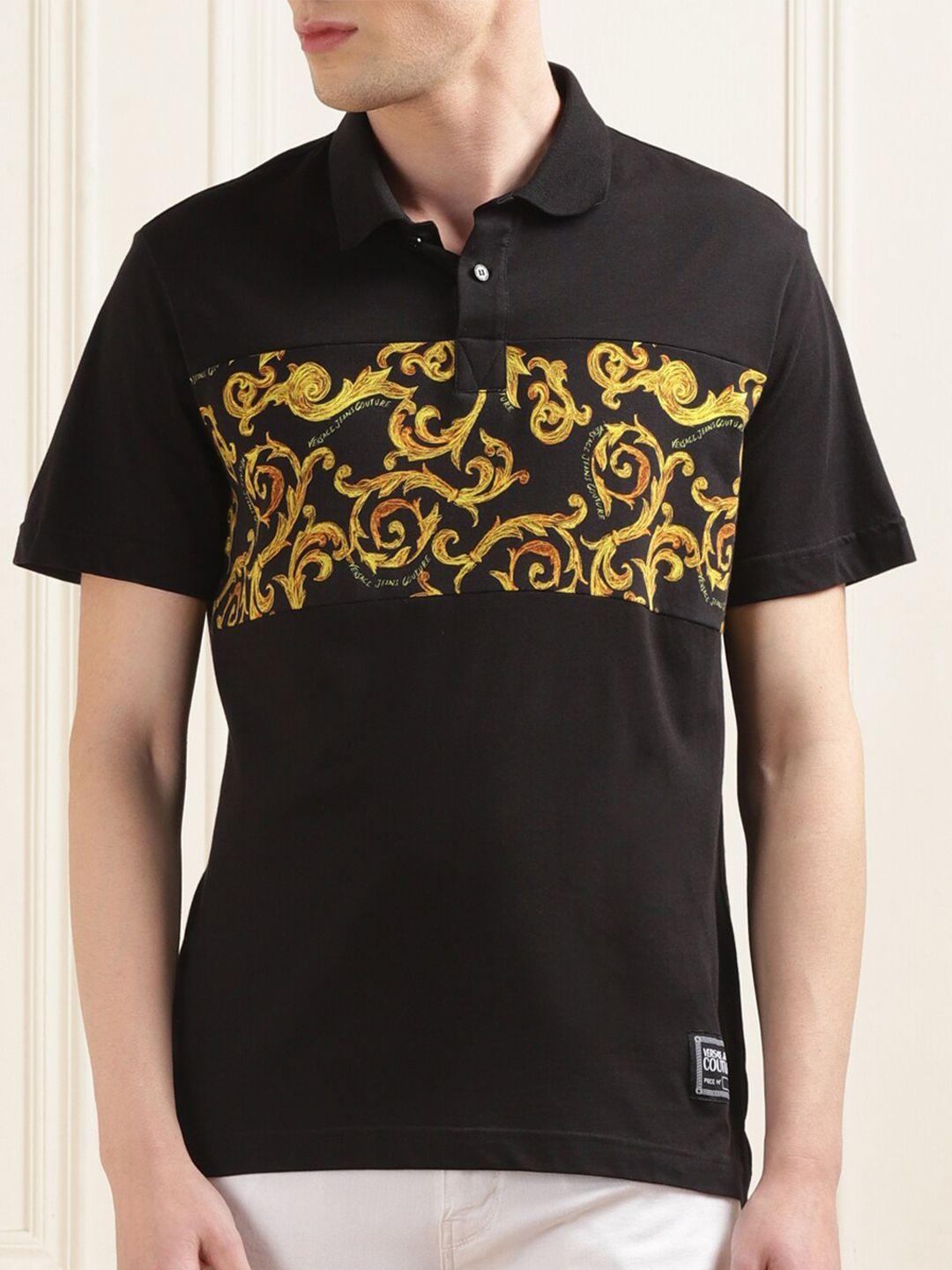 versace jeans couture abstract high fashion polo collar cotton t-shirt