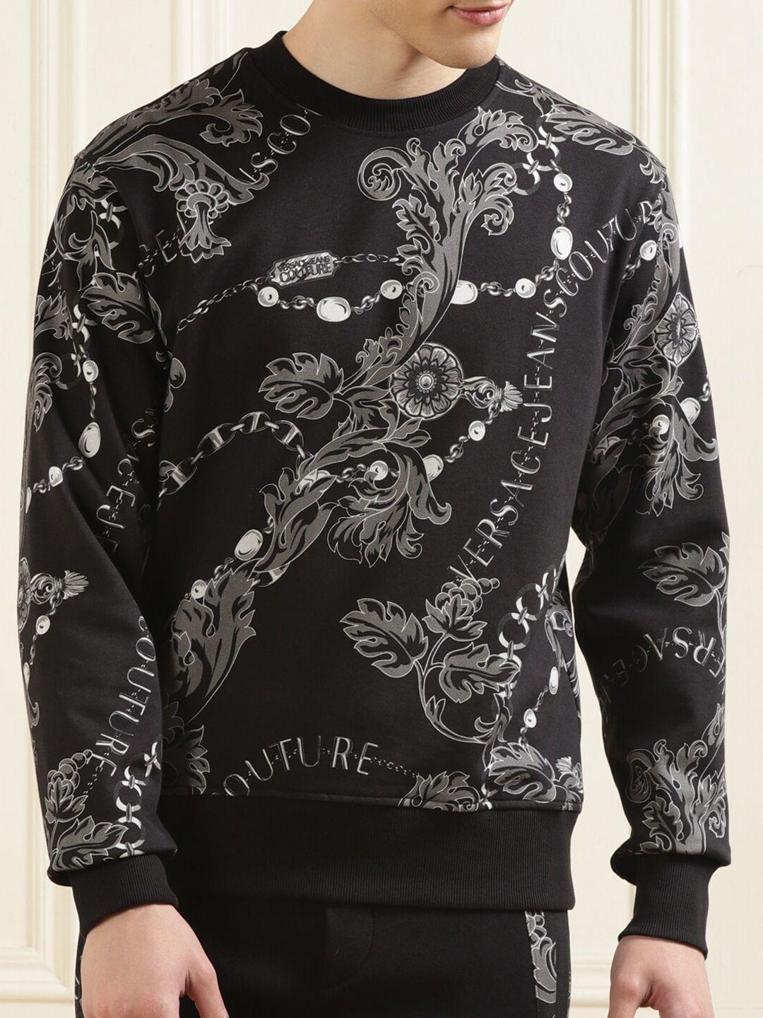 versace jeans couture conversational printed cotton pullover sweatshirt