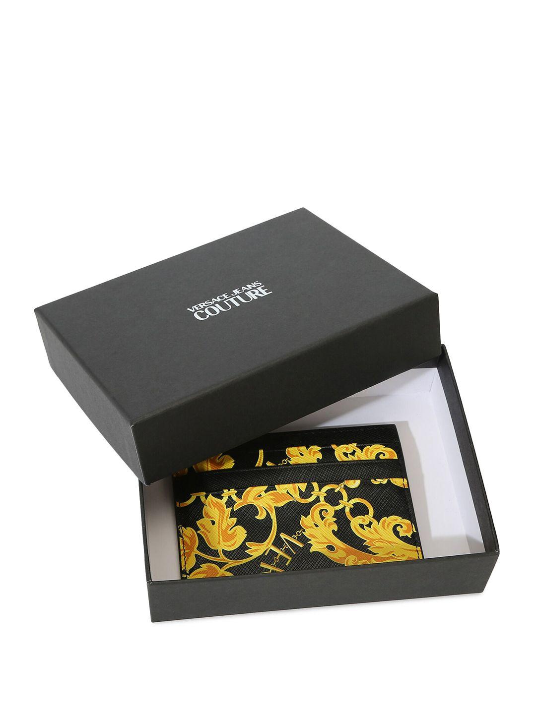 versace jeans couture men baroque printed leather card holder