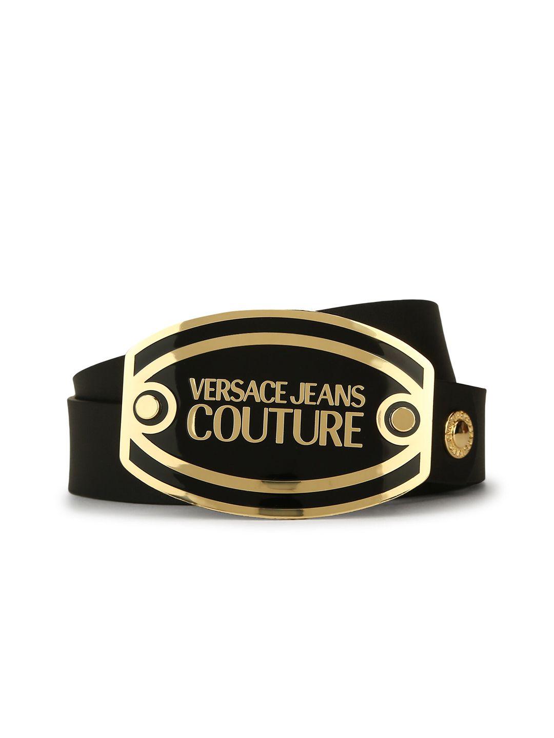 versace jeans couture men black leather belt