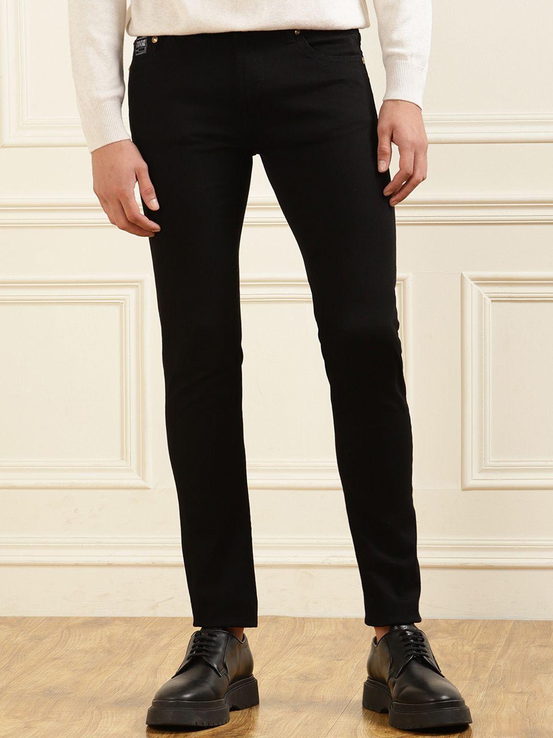 versace jeans couture men black mid-rise jeans