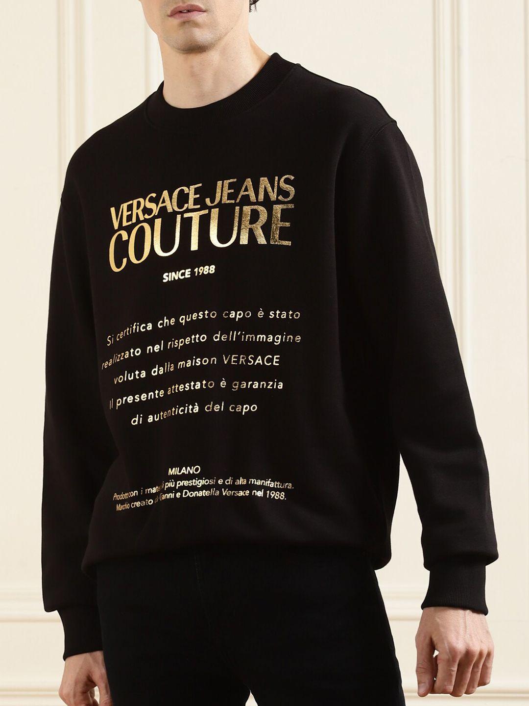 versace jeans couture men black printed sweatshirt