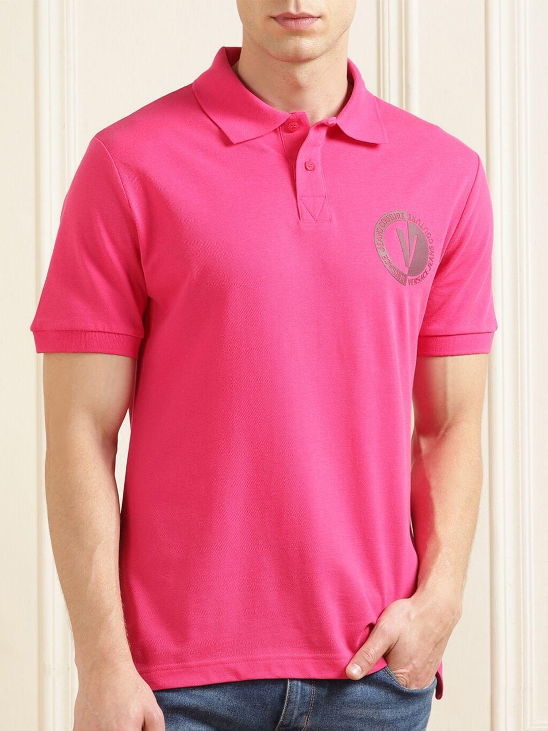 versace jeans couture polo collar pure cotton t-shirt