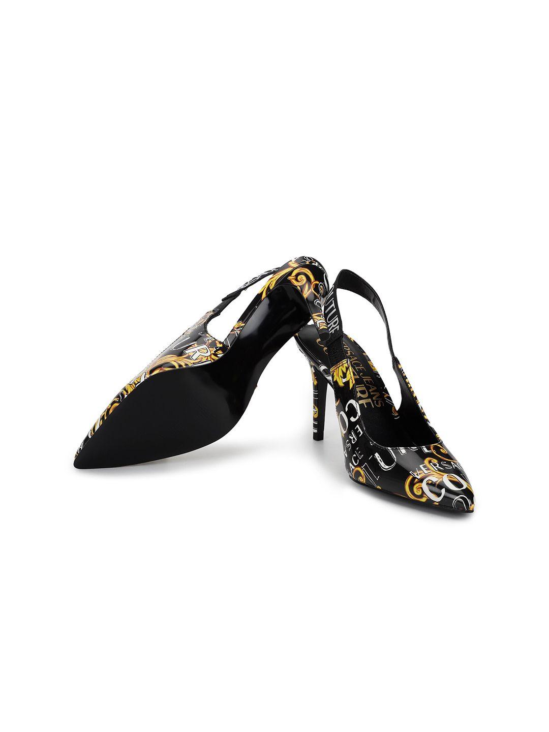 versace jeans couture printed leather slim pumps with buckles