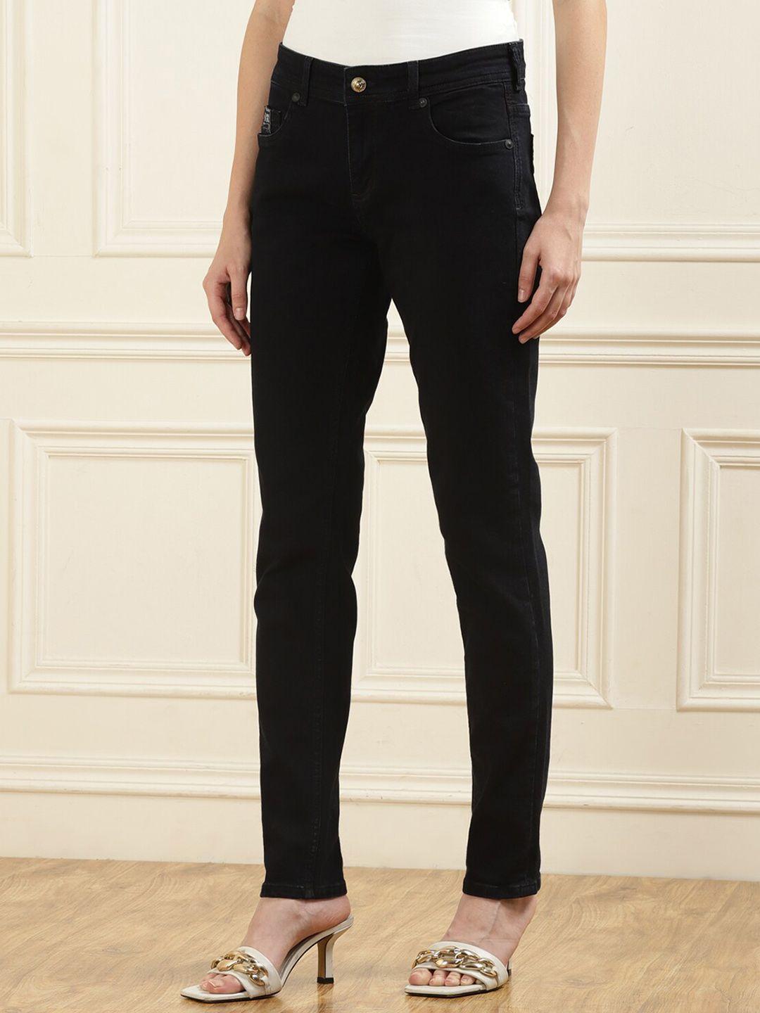 versace jeans couture women black slim fit jeans