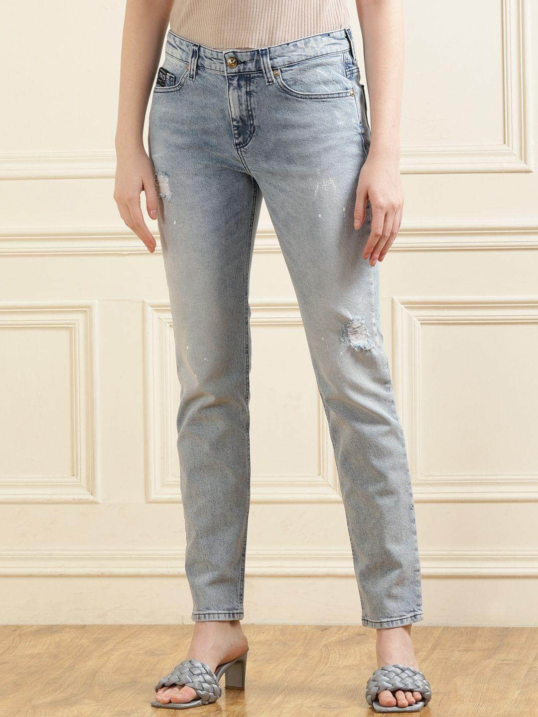 versace jeans couture women low distress heavy fade cotton jeans