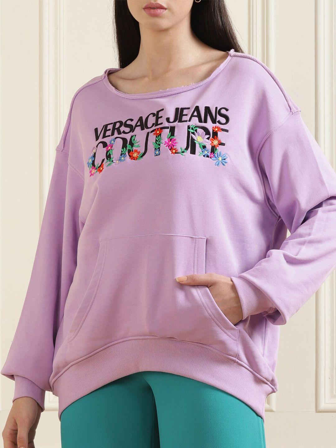 versace jeans couture women purple printed sweatshirt