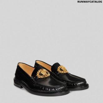 versace medusa chain leather loafer