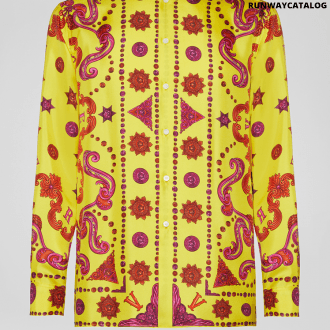 versace barocco western print silk twill shirt