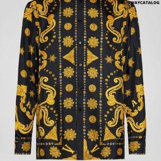 versace barocco western print silk twill shirt