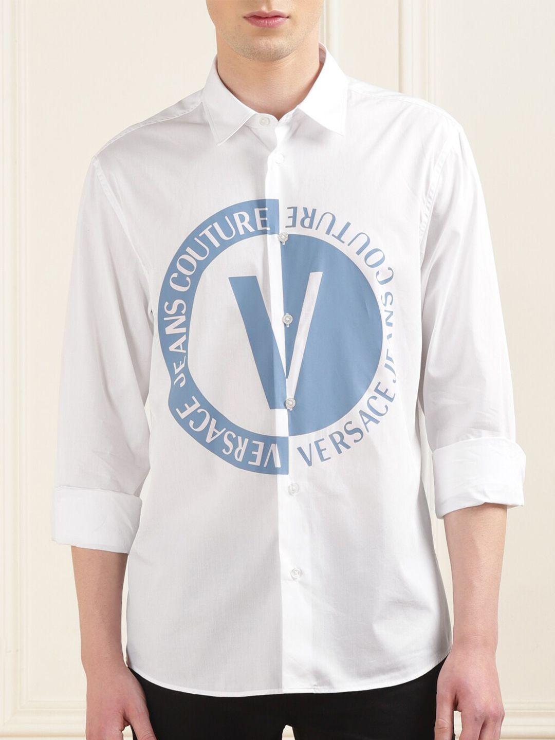 versace jeans couture brand logo printed cotton casual shirt