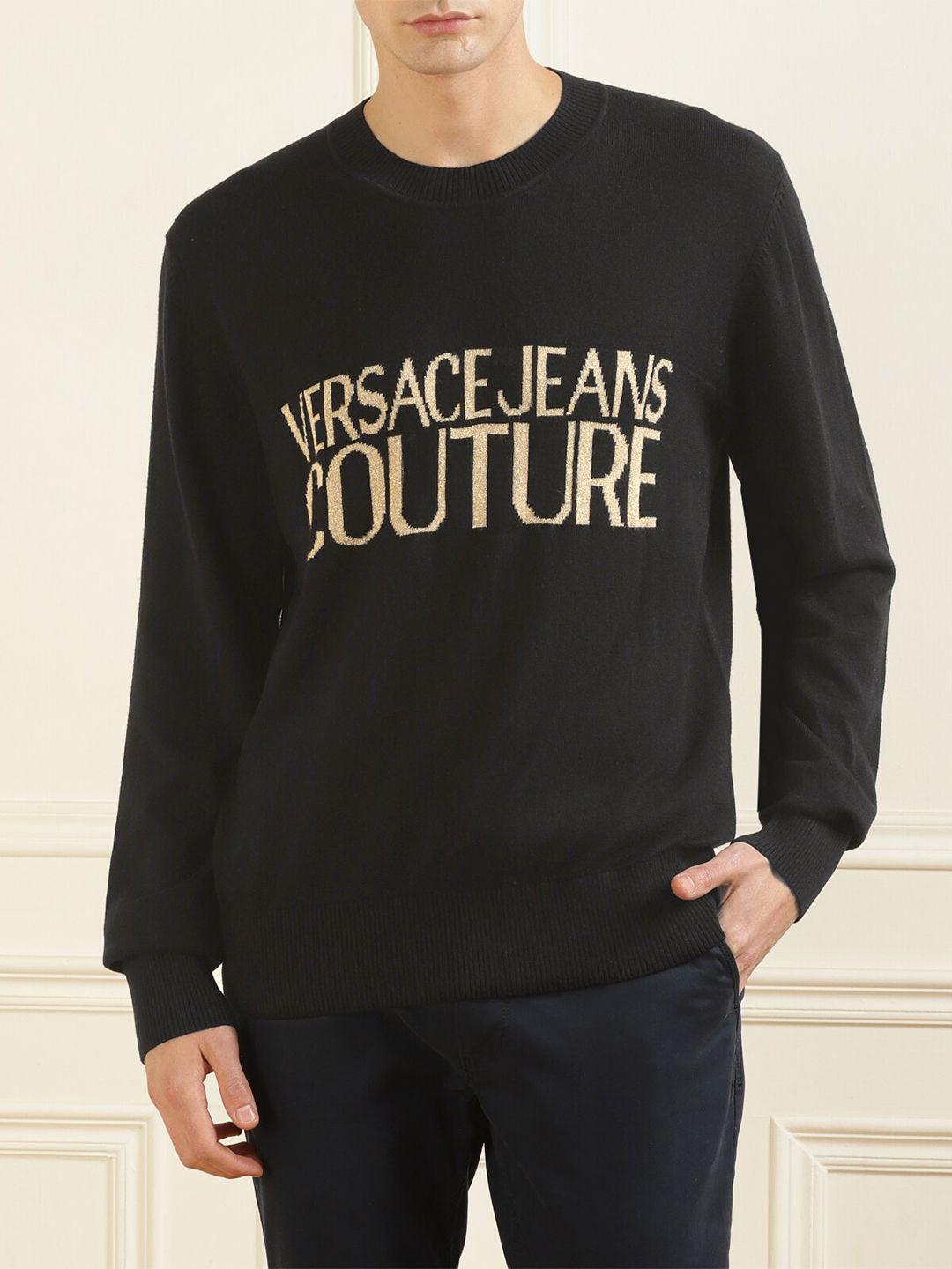 versace jeans couture brand logo printed cotton pullover