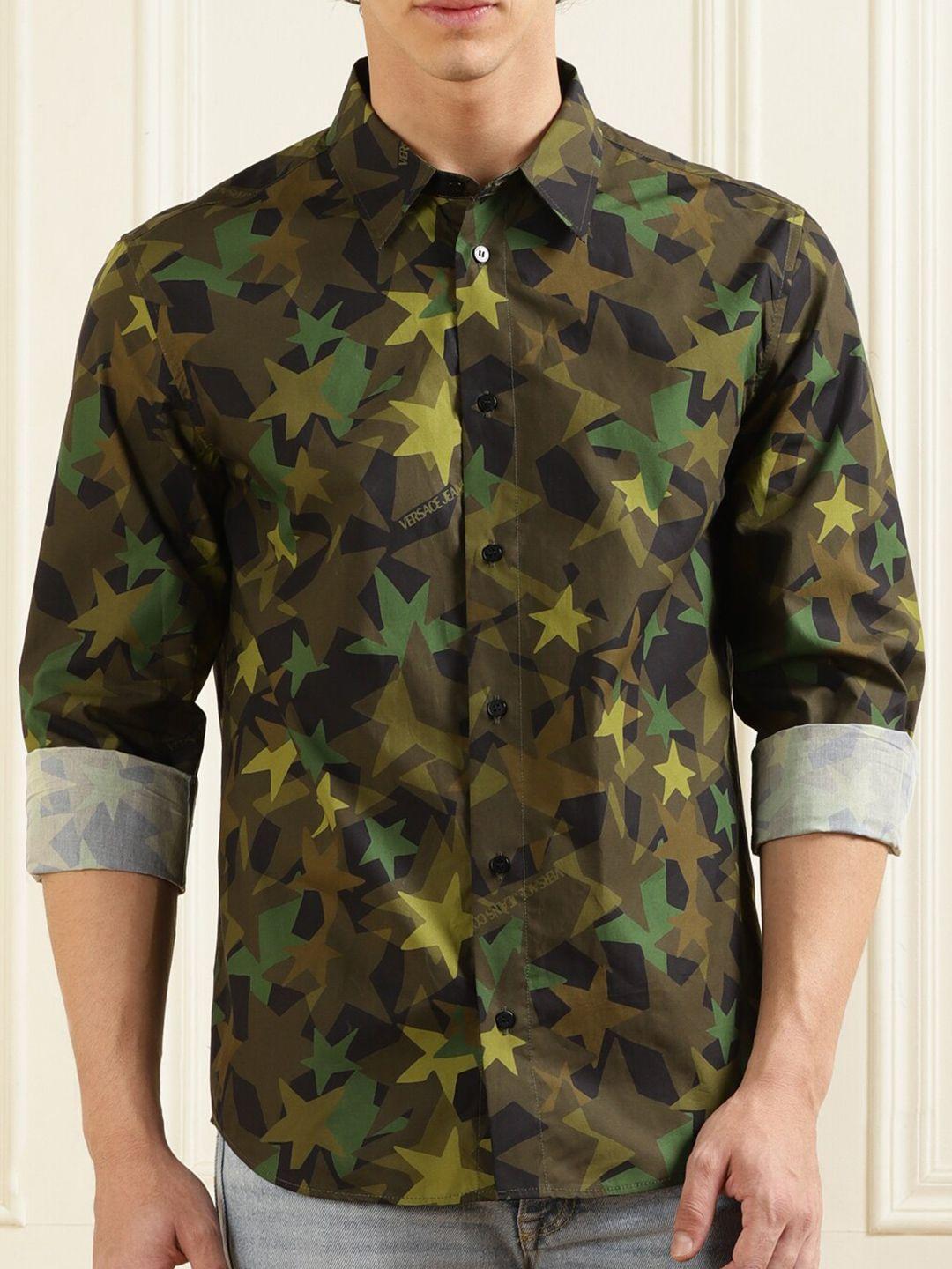 versace jeans couture men multicoloured slim fit opaque printed casual shirt