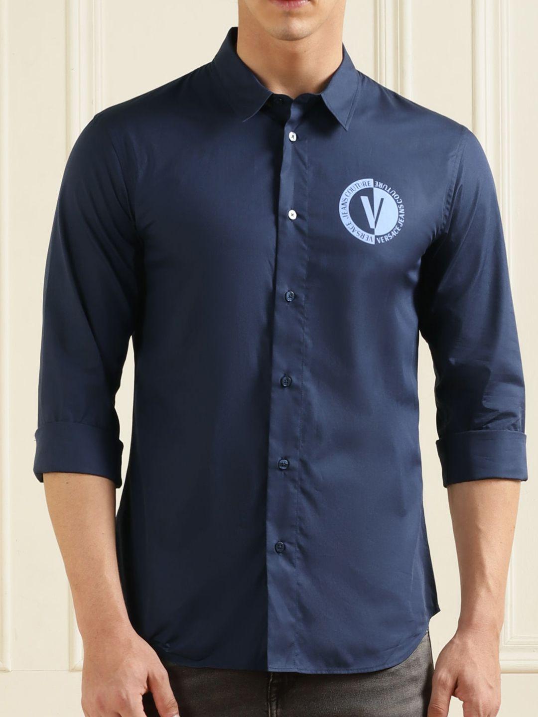 versace jeans couture men navy blue opaque casual shirt