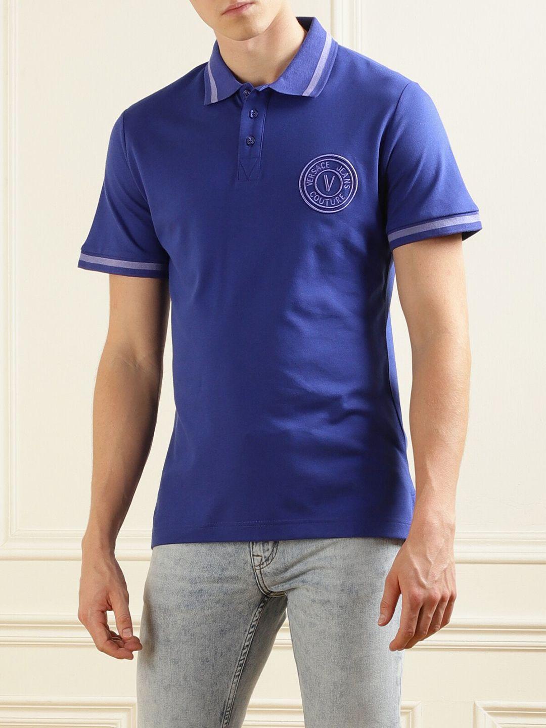 versace jeans couture polo collar cotton t-shirt