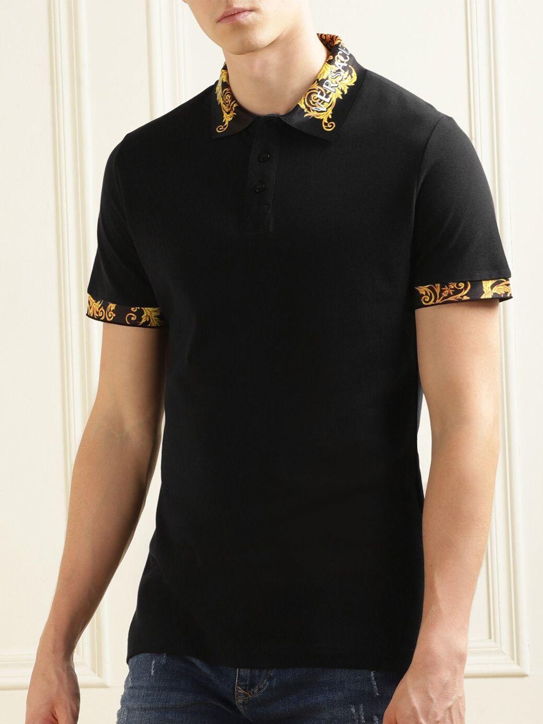 versace jeans couture polo collar cotton t-shirt