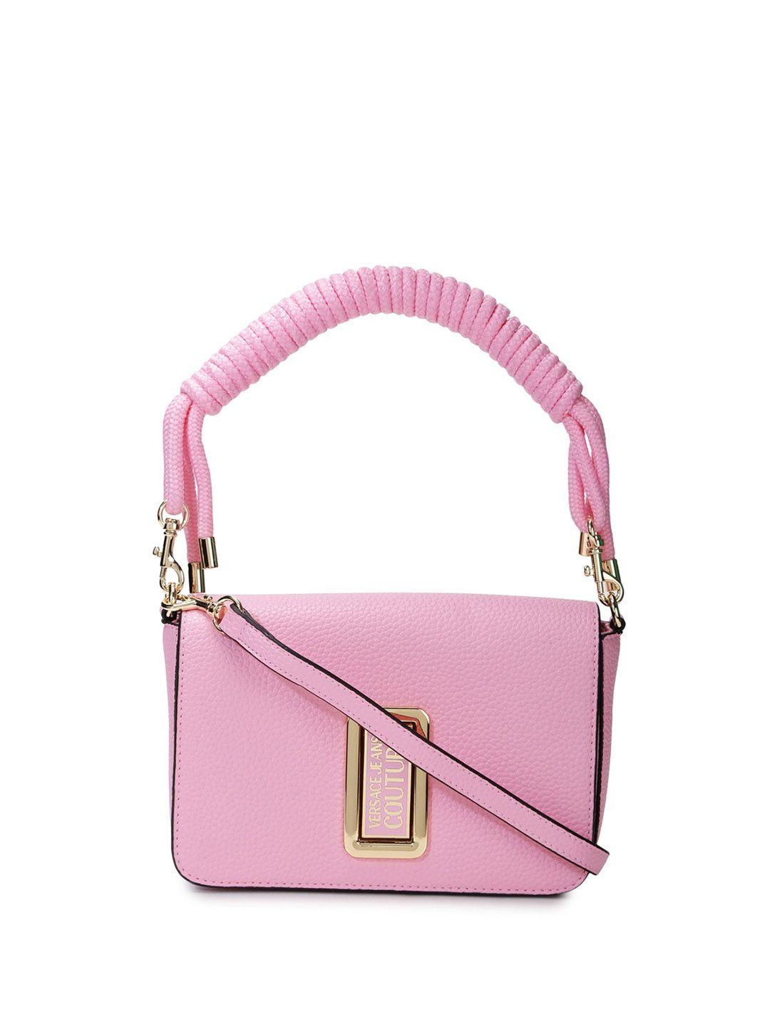 versace jeans couture textured structured handheld bag