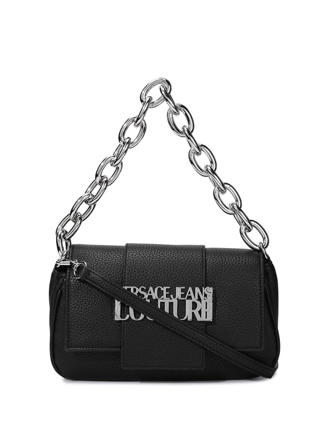 versace jeans couture textured structured satchel bag