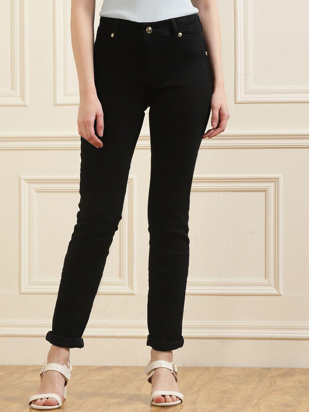 versace jeans couture women black slim fit jeans