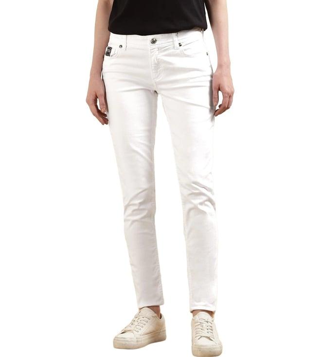 versace jeans couture women white clean back pocket vjc patch jeans