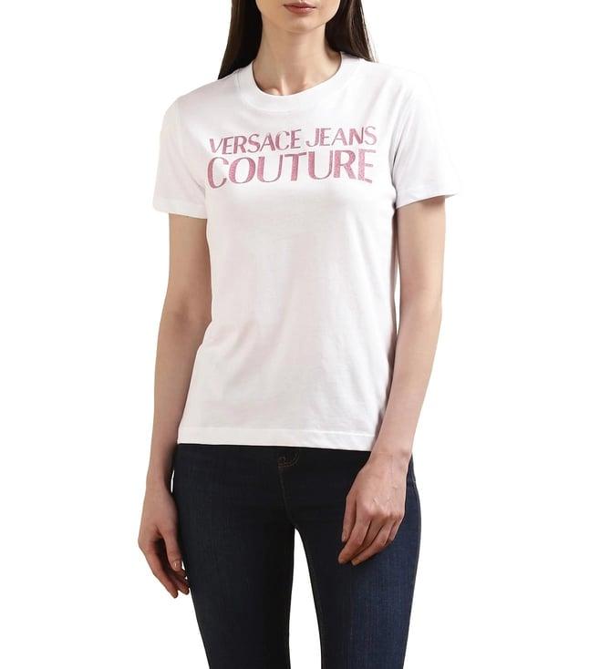 versace jeans couture women white vjc center branding t-shirt