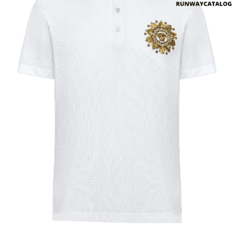 versace medusa embroidered polo shirt