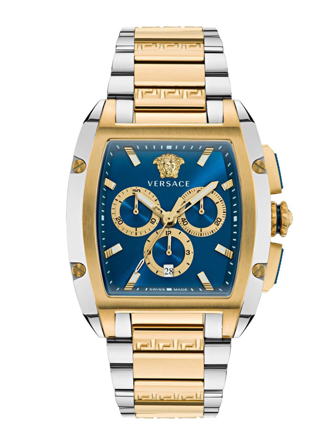 versace men embellished dial & stainless steel bracelet style analogue watch ve6h00723