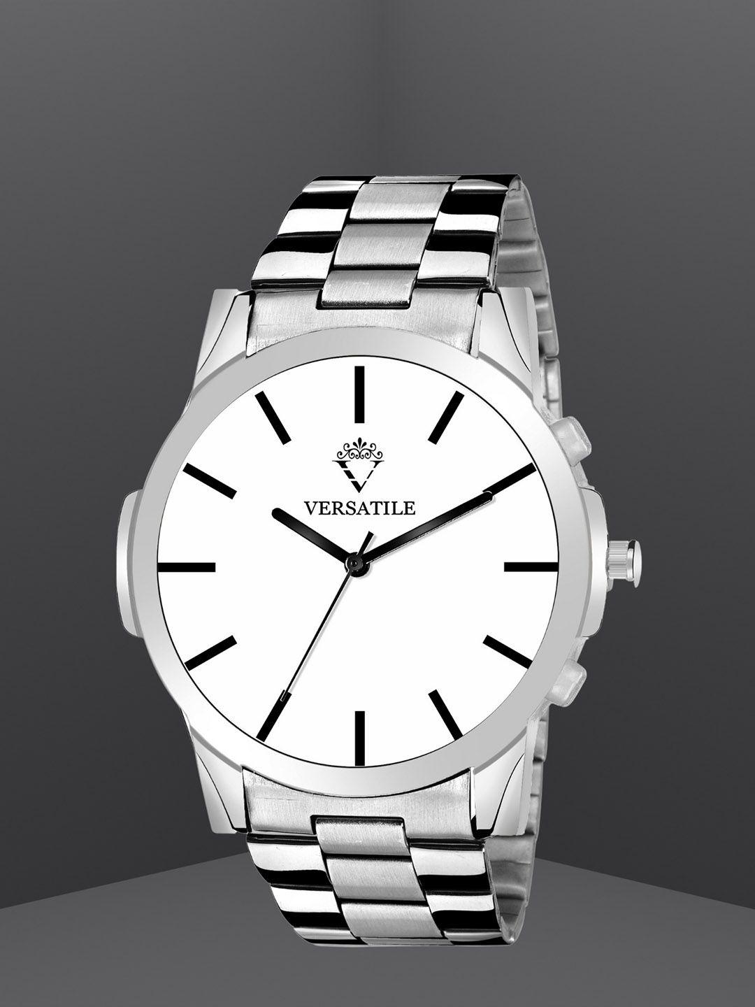 versatile men round analogue watch white ellite