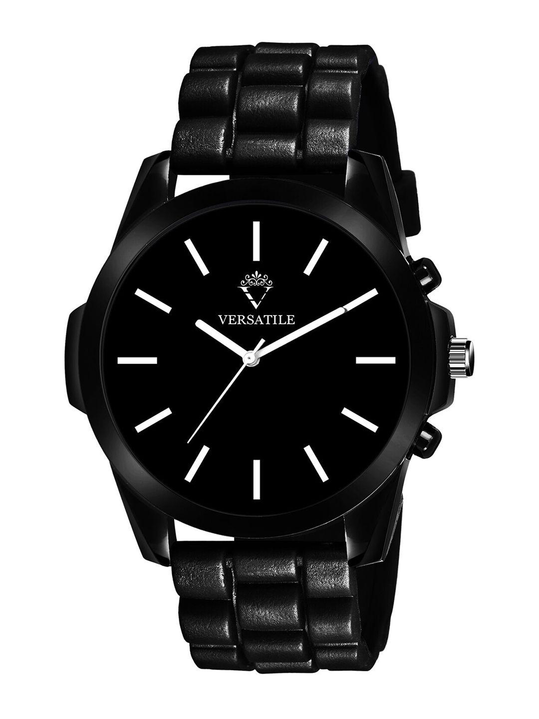 versatile men black brass dial & black straps analogue watch - men black 3