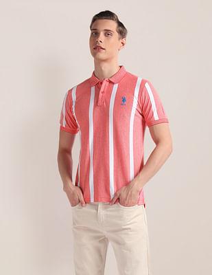 vertical stripe cotton polo shirt
