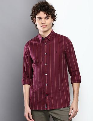 vertical stripe herringbone casual shirt