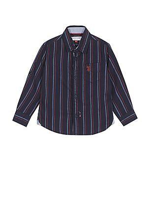 vertical stripe oxford weave shirt