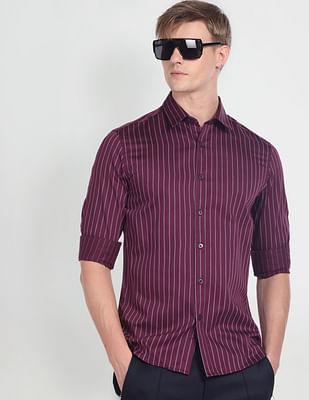 vertical stripe slim fit shirt