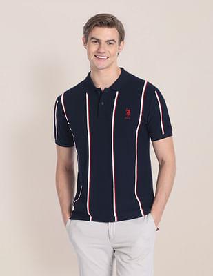 vertical stripe slim polo shirt