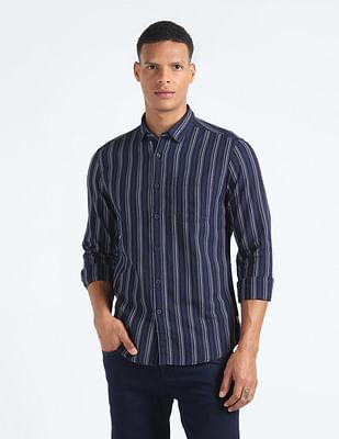 vertical stripe twill shirt