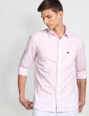 vertical stripe twill shirt