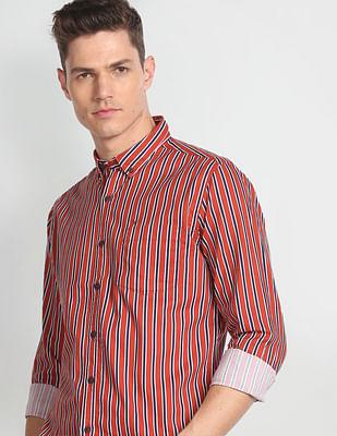vertical striped pure cotton casual shirt