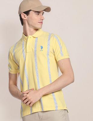 vertical stripe birdseye polo shirt