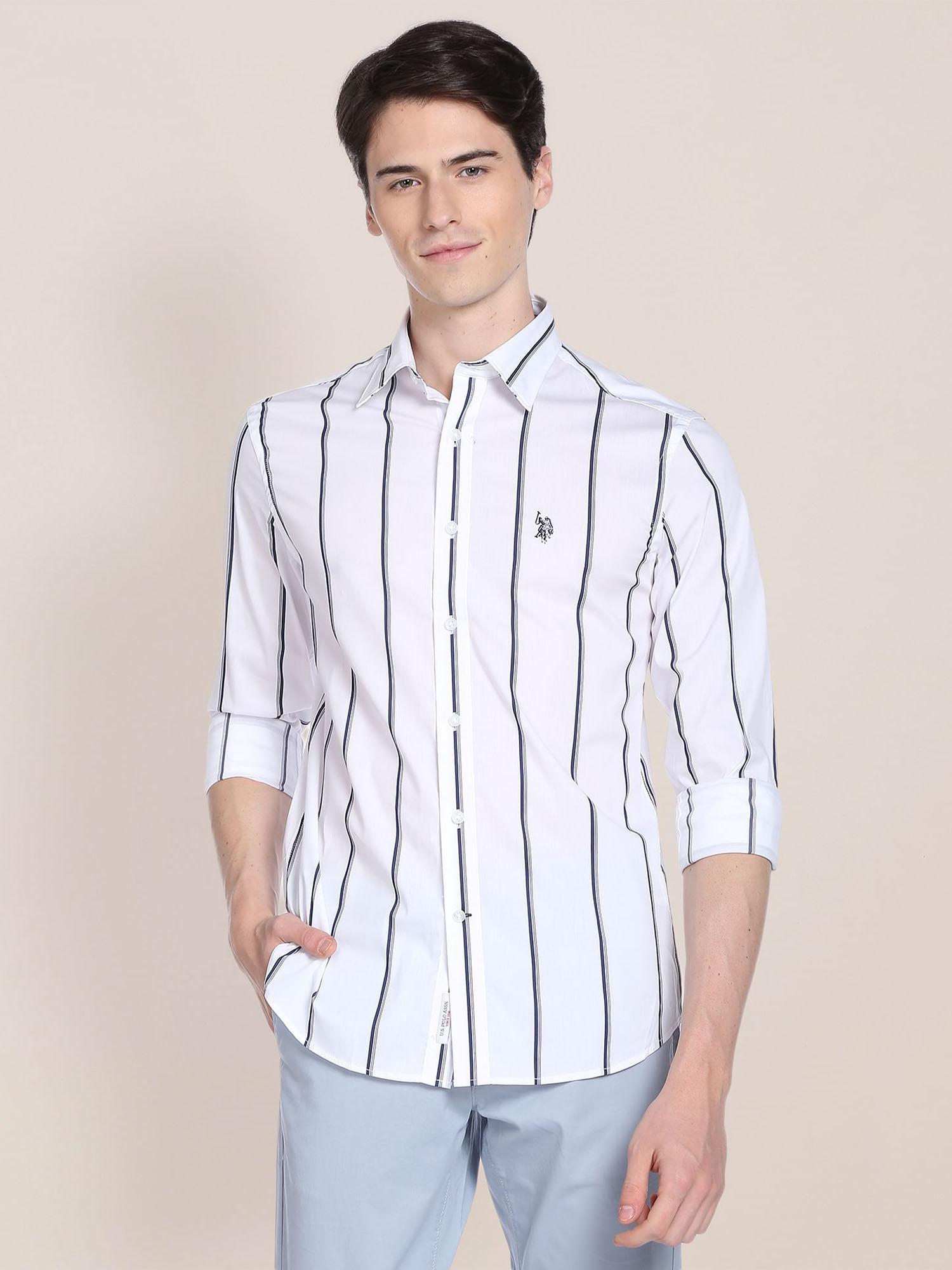 vertical stripe casual shirt